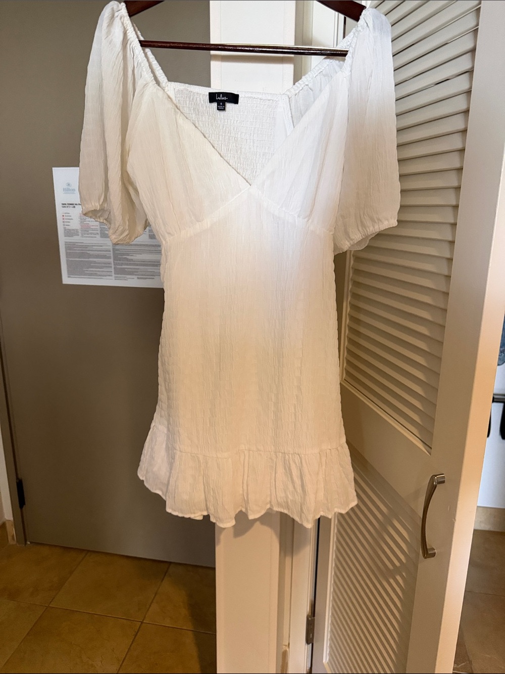 Lulu's White Puff Sleeve Ruffle Mini Dress